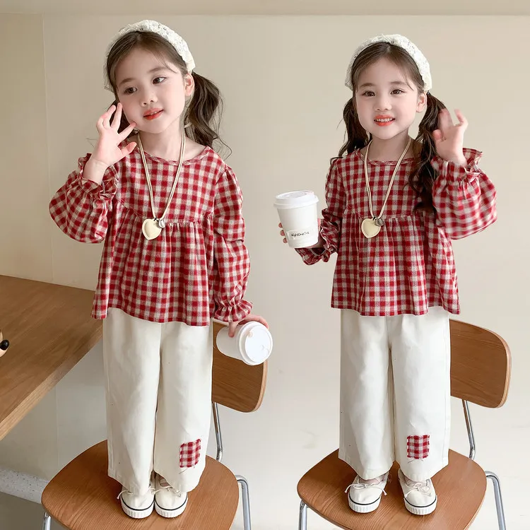2025新款春季女童格子衬衫时尚百搭洋气上衣儿童春装外套潮