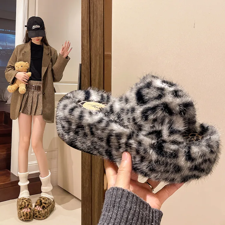秋冬爆款高级感厚底毛毛拖鞋女外穿超厚网红毛茸