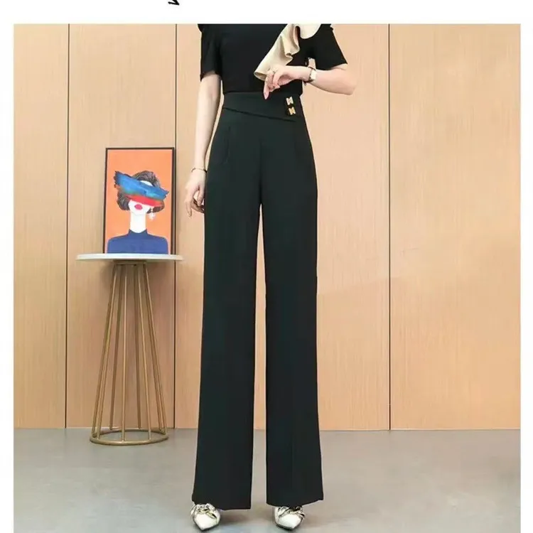 2025夏季新款时尚韩版气质宽松百搭高腰阔腿裤女洋显瘦垂感西装裤