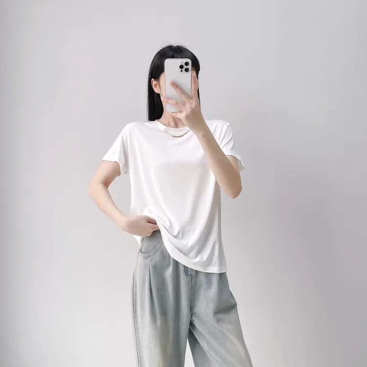 桑蚕丝夏季休闲百搭T恤D631