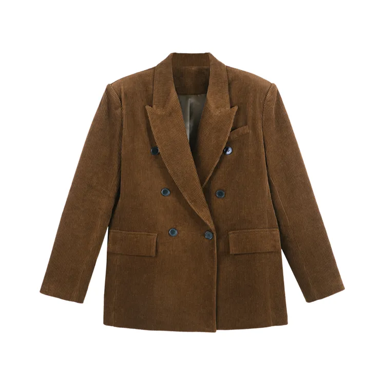 DENGDAHA 「摩登时代」职场风 灯芯绒修身版型西装外套HBZW800071