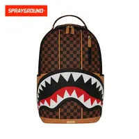 SPRAYGROUND鲨鱼嘴双肩包棕色棋盘格防水潮流运动新款XB W1145705