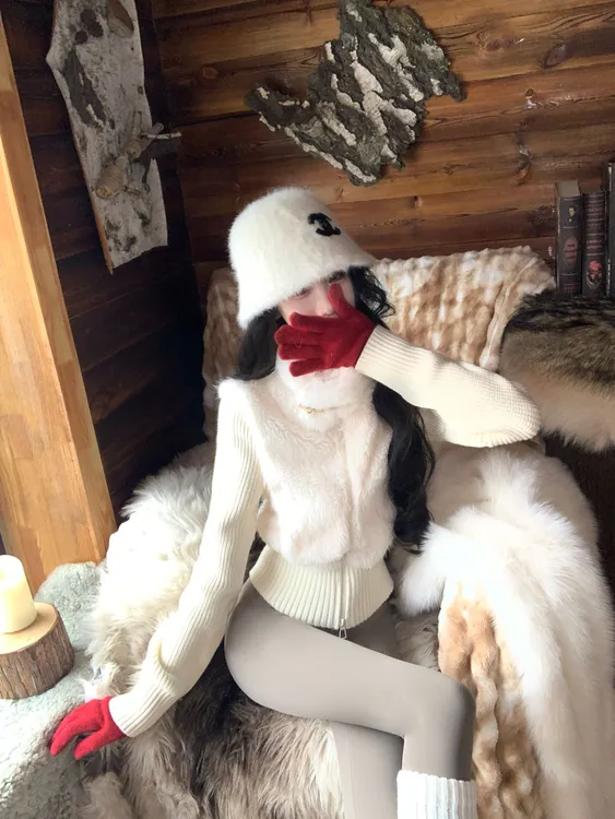 【雅乔定制】老钱密码 环保毛绒针织外套女冬季保暖DYYY-250851084