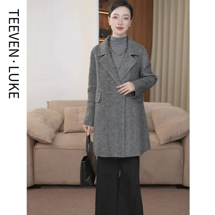 2025年新款外套女羊毛新款双面呢一衣双穿外套时尚高端洋气