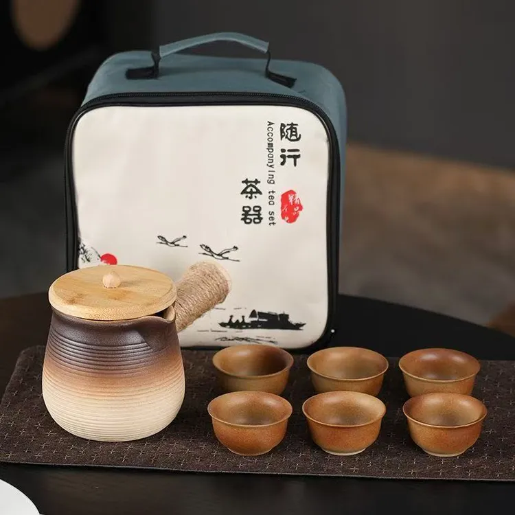 户外旅行包水壶烤奶圆壶罐围炉干烧壶煮茶壶侧把壶粗陶耐高温炭火