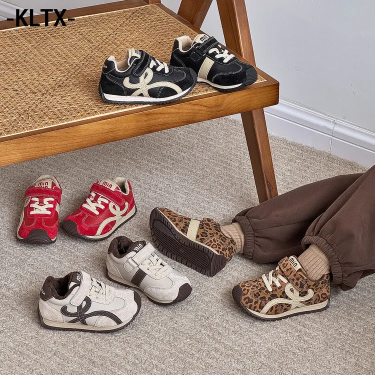 儿童真皮德训鞋2025年秋冬新款男童保暖亲肤运动鞋女童百搭休闲鞋