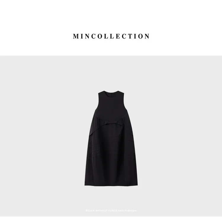 DE Mincollection花苞背心裙/褶皱分割拼接无袖蓬感连衣裙52493