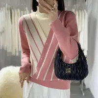 特！门店16&9！假两件条纹拼接女式针织衫Z00633