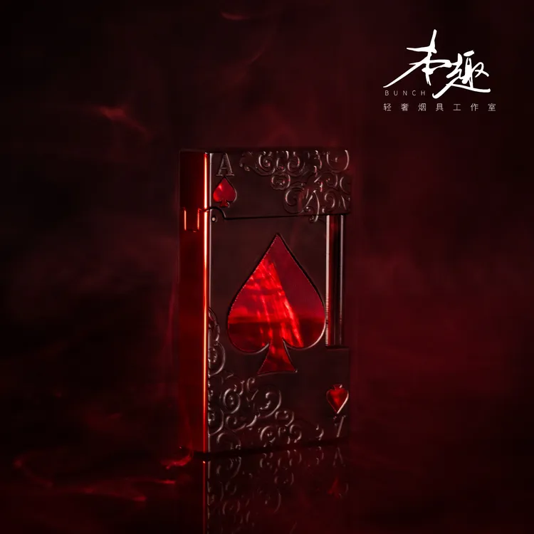 【黑桃A】BUNCH朗声轻奢限量彩贝火机钢音黄铜充气侧滑点火单火火焰