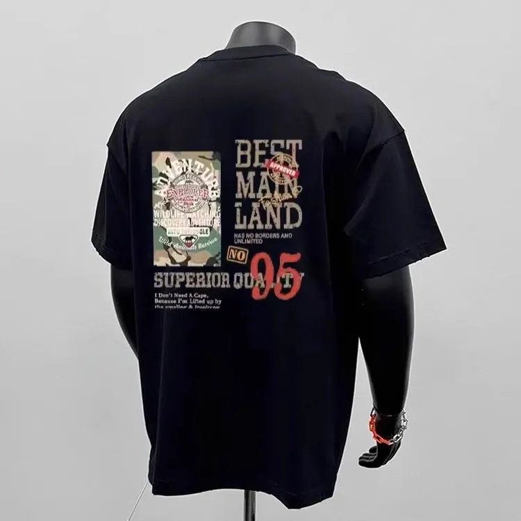 奥特莱斯~清仓大牌大码2~300斤高级感潮纯棉潮牌T恤男款短袖上衣