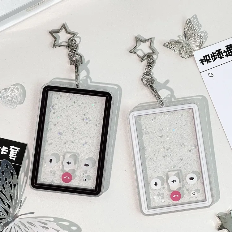 视频通话卡套相框透明星闪保护套3寸小卡收纳套包包装饰挂件