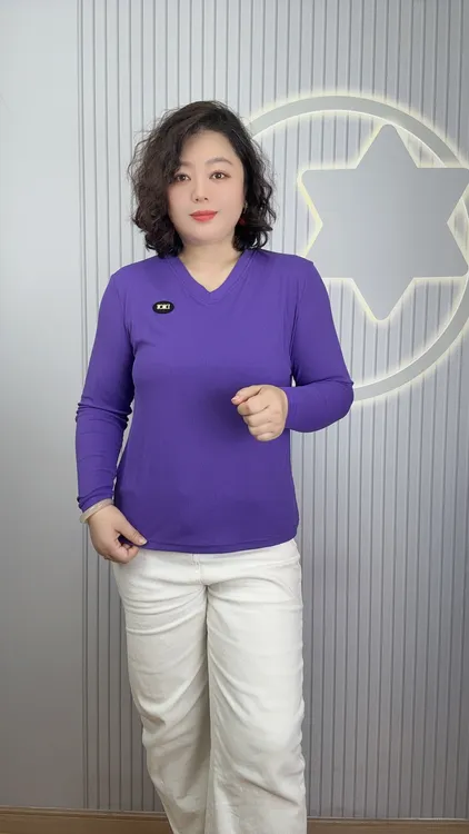 2025款春秋季显瘦洋气遮肉百搭时尚简约休闲气质版V领长袖