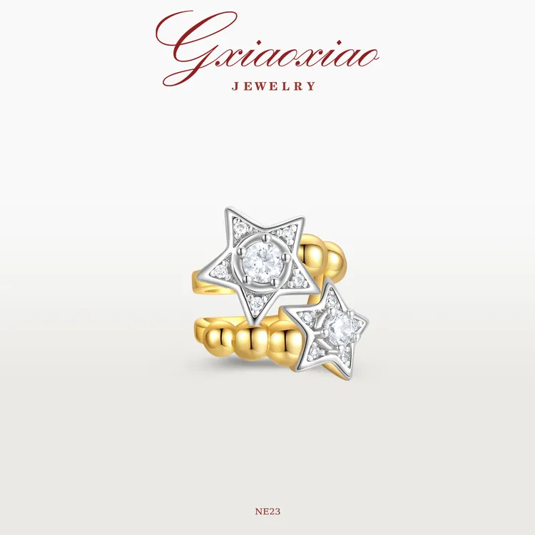 G XIAOXIAO 镀K金【双子星系列】法式高级轻奢百搭星星耳夹NE23