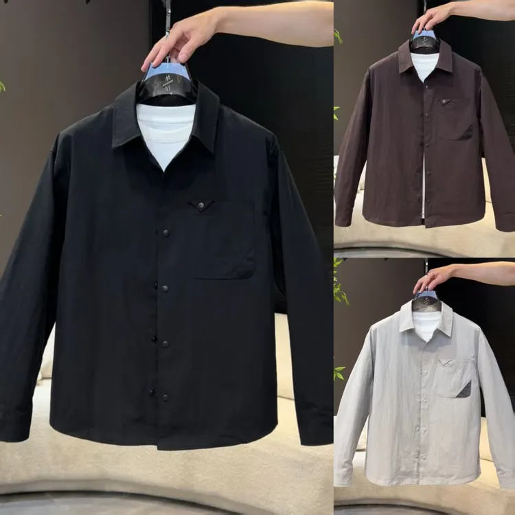 简约拼色口袋男士时尚衬衫外套秋季新款轻奢潮流休闲外套25621