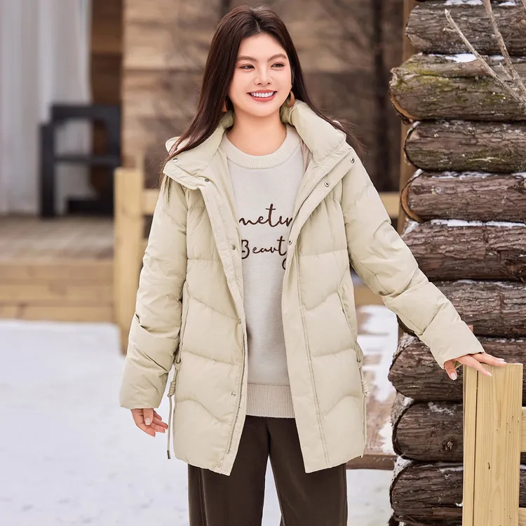 【现货-高充绒90白鸭绒】MsShe大码女装冬季连帽羽绒服外套M2510022