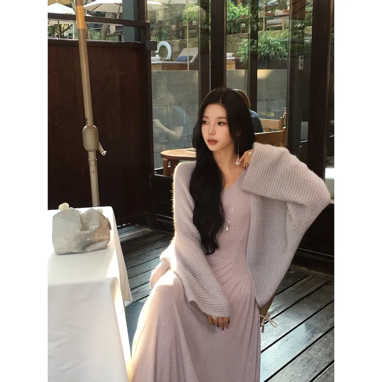 ICELOLLY马海毛羊毛软糯针织开衫外套女2025新款巨好看的早秋穿搭