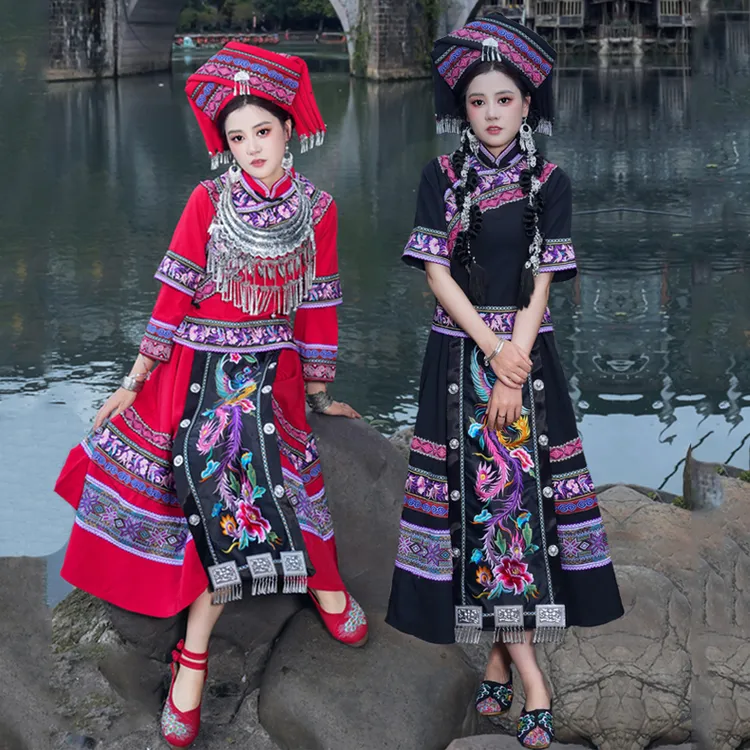 56个少数民族服装女旅拍苗寨壮族三月三舞蹈演出广西舞台表演出服