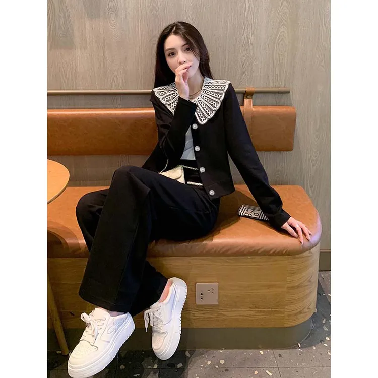【木子】套装减龄显瘦时尚高级感网红炸街阔腿裤两件套TX0065
