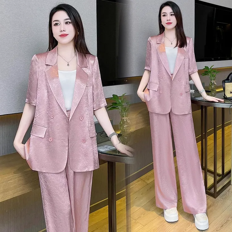 拉夏贝尔短袖套装女2025夏季新款时尚外套显瘦舒适休闲两件套