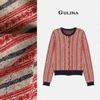 GULINA/娜姐 欧洲站新款阔肩长款设计师款针织衫88088 