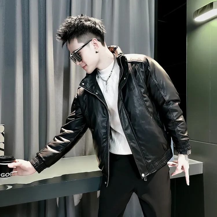 男款pu皮棉服冬季加厚保暖痞帅棉衣外套高级感立领潮牌棉袄子皮衣