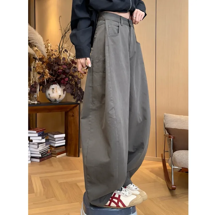 小静静一会【立裁工装裤】2025早秋简约百搭休闲阔腿裤 2508C4535