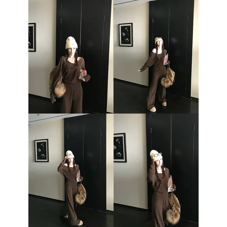 番茄妹妹Tomatosister秋冬德绒生活百搭韩系休闲慵懒运动套装女