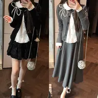 【mimius】U 轻奢高级感亮钻蝴蝶结开衫+衬衫+半裙 WG07092