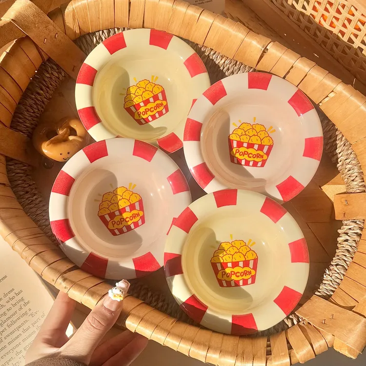 【四个】爆米花陶瓷碟子釉下彩少女心蘸料碟味碟酱油碟实用家用可爱