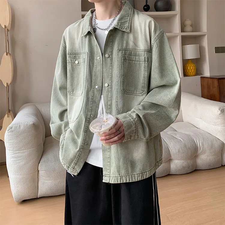 春秋帅气男潮牌工装牛仔夹克港风休闲百搭大码复古宽松潮流外套