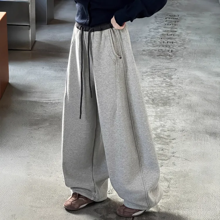 女童加绒裤子秋冬新款韩系卫裤儿童女孩阔腿裤大童冬装休闲运动裤