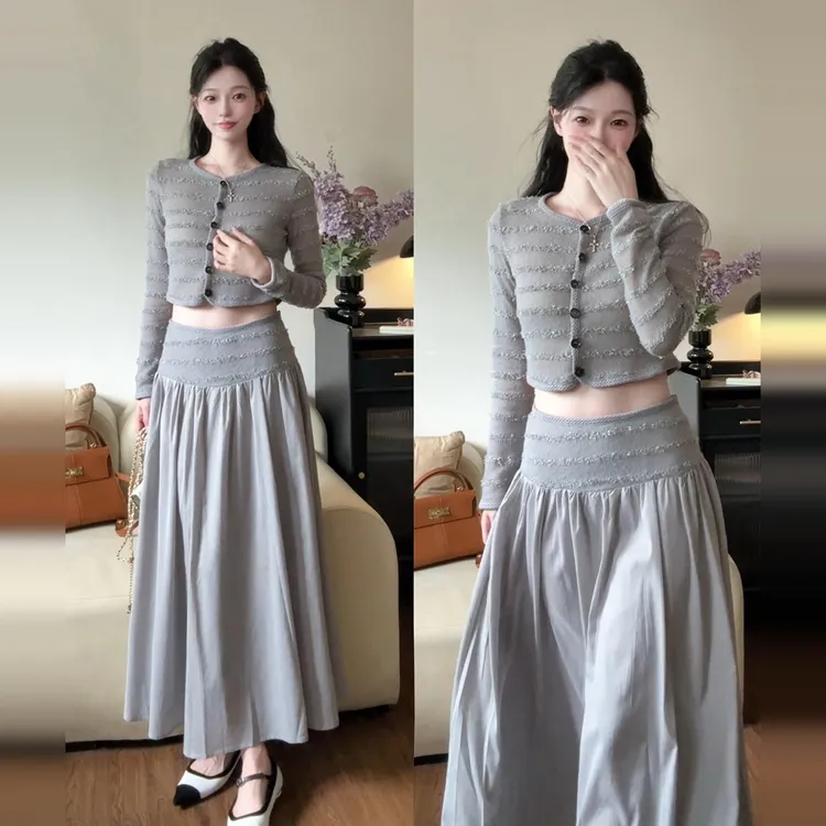 巨好看气质连衣裙子女2025早秋新款高级感穿搭上衣半身裙两件套装