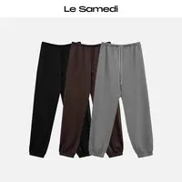 Le Samedi马油叶儿【都市浅行】高密肌理垂感抽绳腰运动束脚裤
