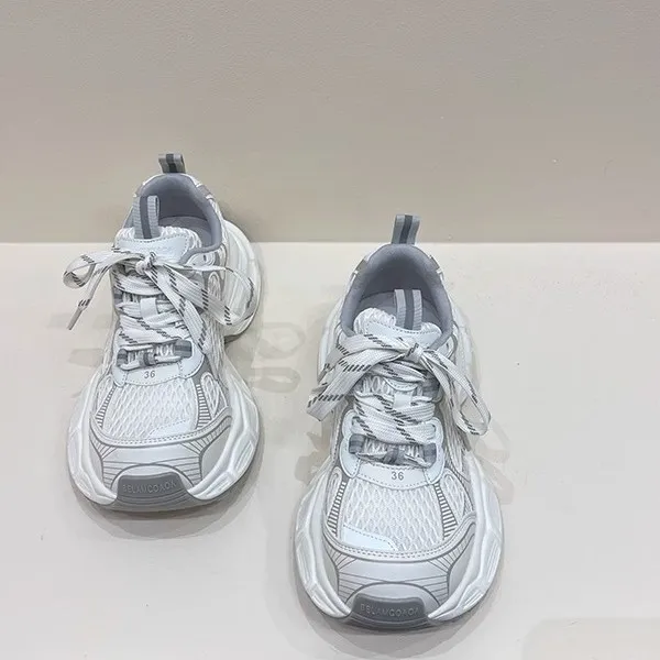 欧洲站2025年夏季新款软底网面透气运动休闲超火厚底巴黎老爹鞋女