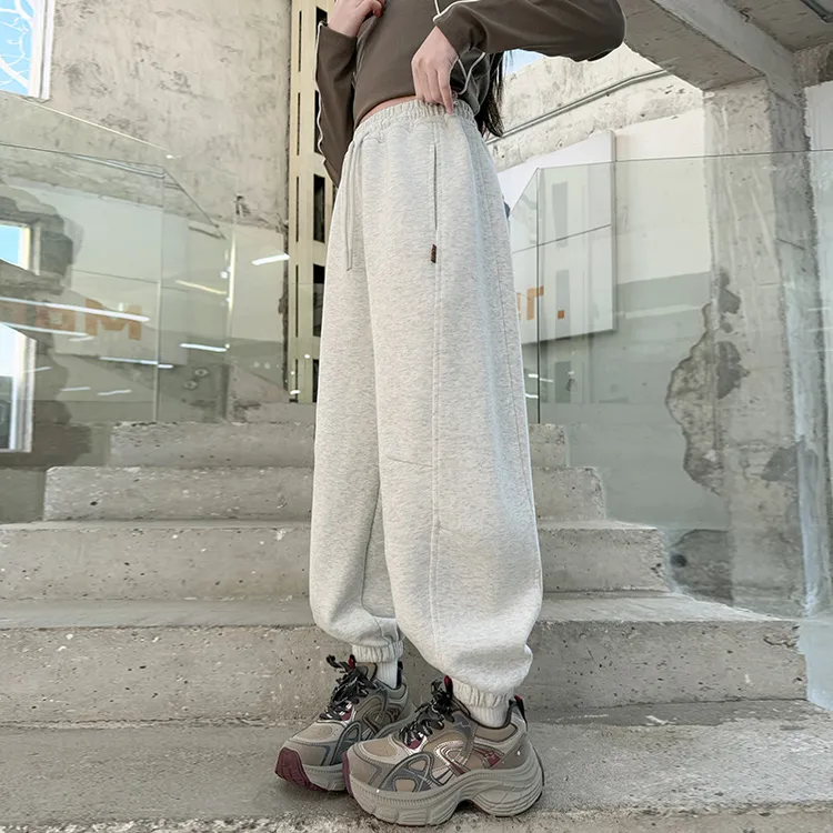 儿童秋装2025新款大女童装灰色裤子春秋款运动卫裤秋季宽松束脚裤