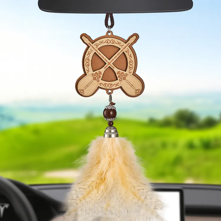 民族风高档车载羽毛吊饰汽车内饰品挂件