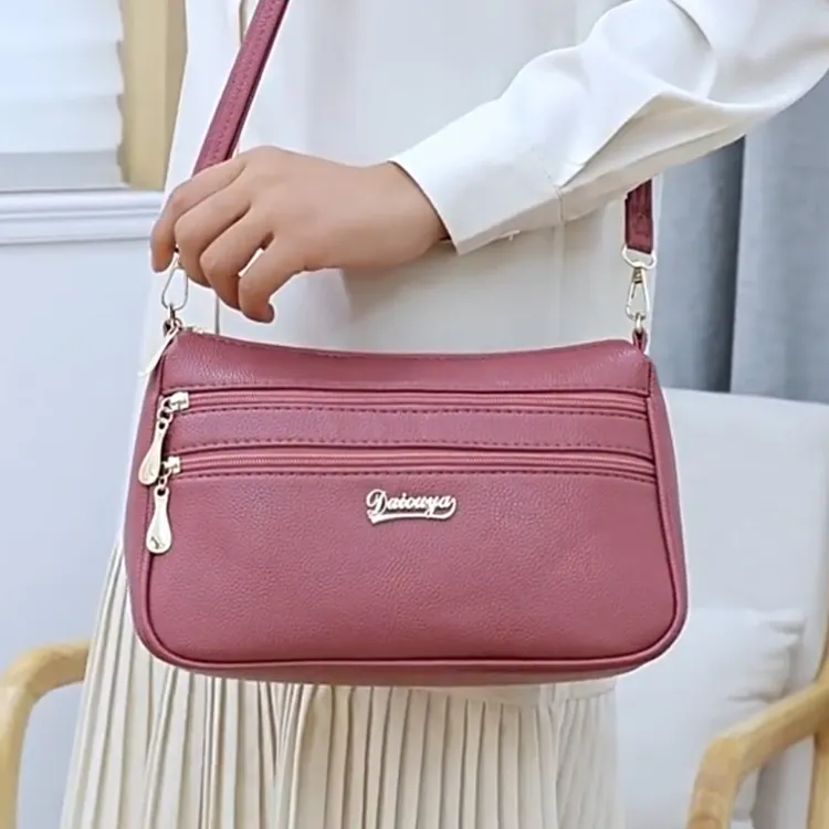 多层单肩包女大容量妈妈斜挎包中老年休闲简约轻便买菜逛街手机包