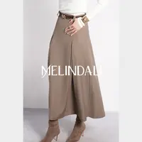 Melinda Li【诗性老钱】优雅职场纸片褶ROW风羊毛精纺开衩伞裙半裙