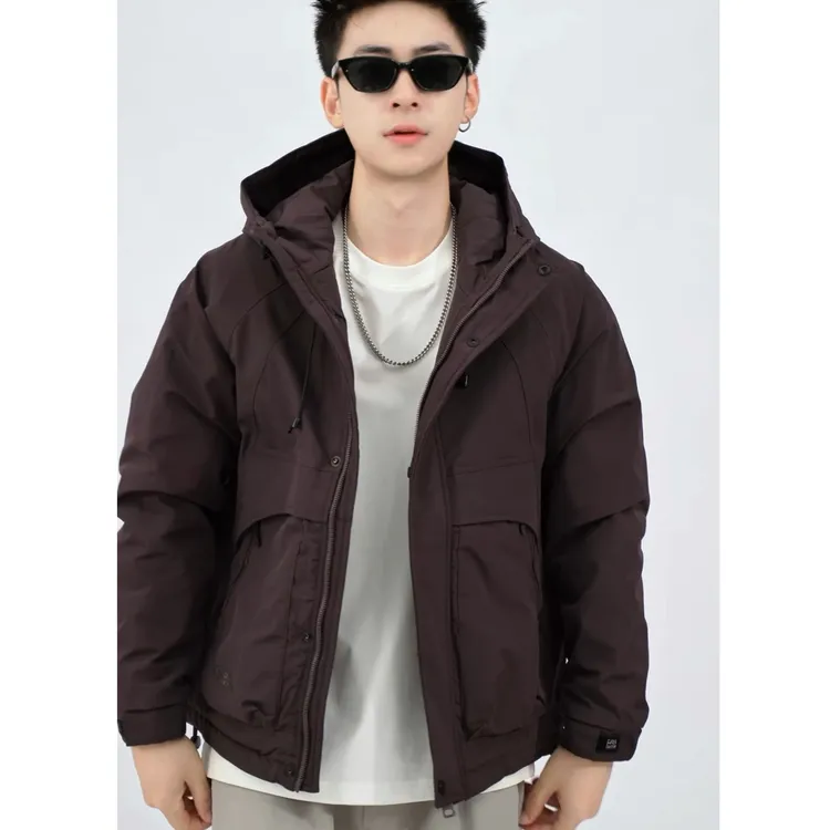 男士冬季新款连帽工装防风防水加棉加厚保暖透气棉服