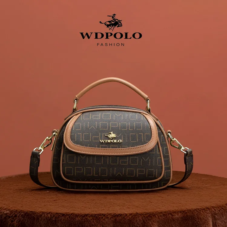 时尚百搭单肩包女包多层大容量斜挎包妈妈包高品质元宝包  6749