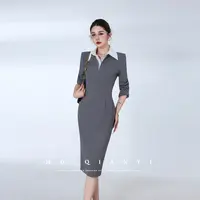 MD定制·杨千亿【灰韵序章】2025秋季显瘦通勤风百搭时尚连衣裙