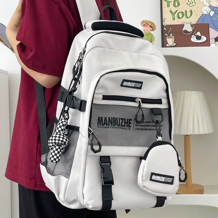 日系复古潮牌工装书包男生初中高中大学生大容量双肩包电脑背包