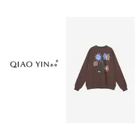 QIAO YIN"卫衣“卫衣圆领休闲风秋季印花时尚常规长袖宽松QY28356