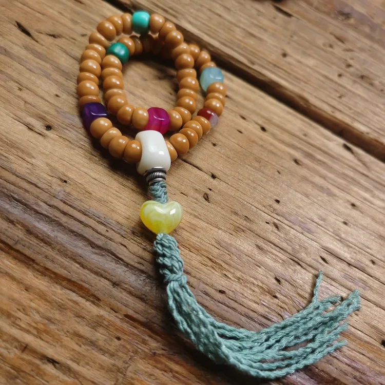 龙脊菩提子老料高油高密雕刻蒜瓣大肠文玩手持单圈手串念珠