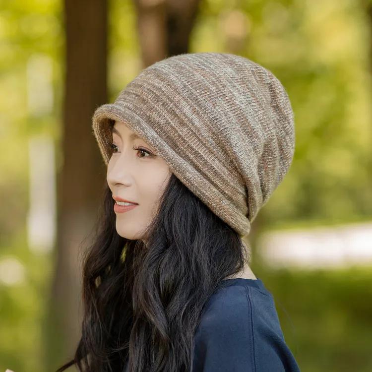 帽子女2025新款秋冬卷边包头针织毛线帽时尚保暖羊毛女士堆堆帽冬