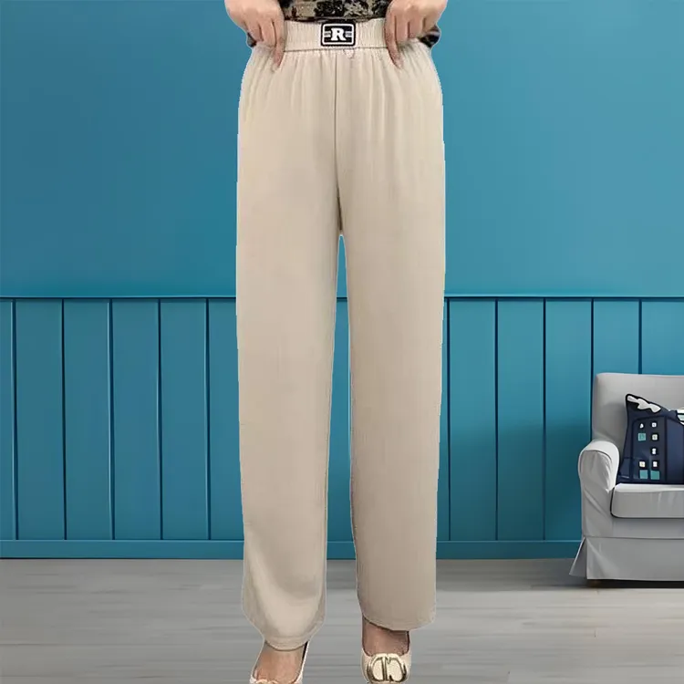 夏季新款中老年薄款时尚大码休闲女士洋气百搭宽松显瘦直筒裤