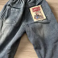 长裤男冬季男女通用牛仔裤百搭裤子加绒男童