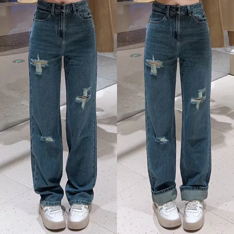 mithworld做旧破洞牛仔裤