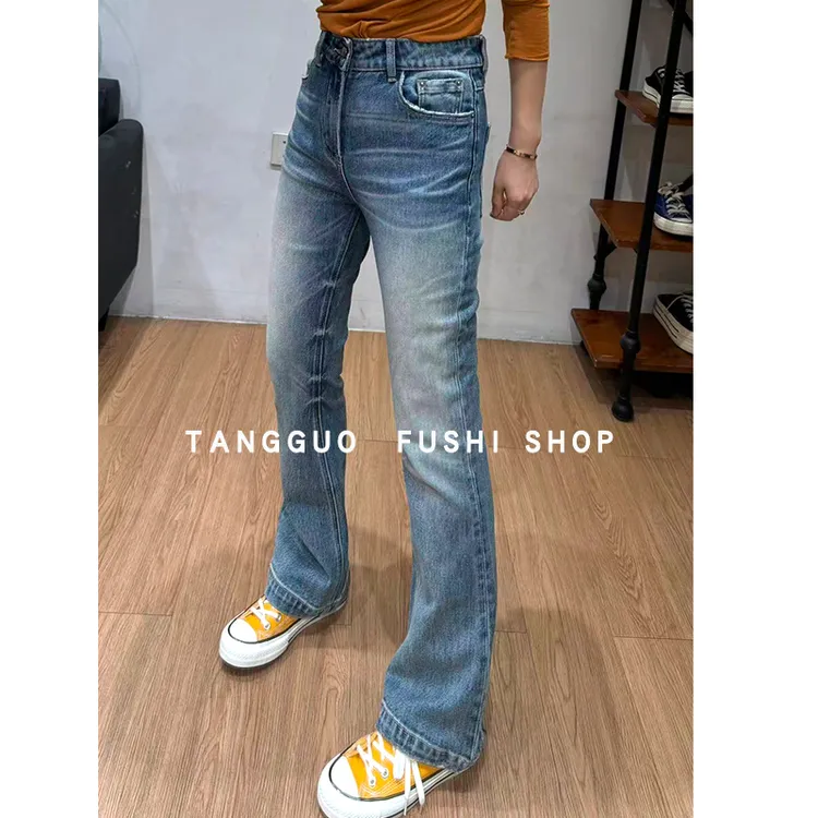 51752秋季微弹『微喇裤』显瘦喇叭裤牛仔裤舒适长裤女