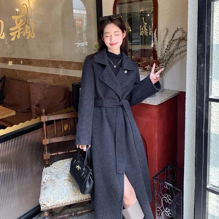 牦牛绒高端双面呢大衣长毛修身显瘦一粒扣秋冬外套